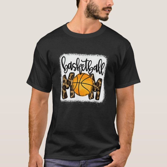 Camiseta Basketball Mom Leopard Basketball Mama Game Day Ba (Frente)