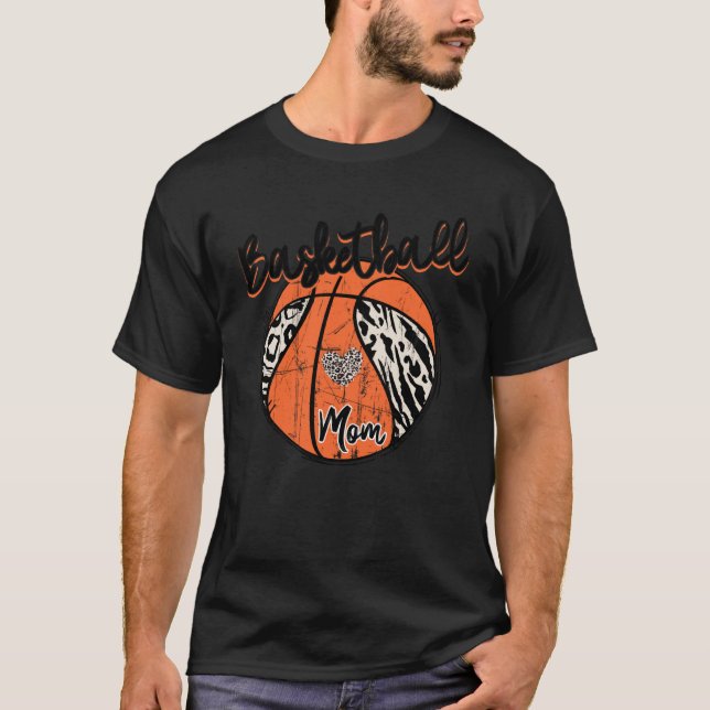 Camiseta Basketball Mom Leopard Basketball Senior Mom 2023  (Frente)