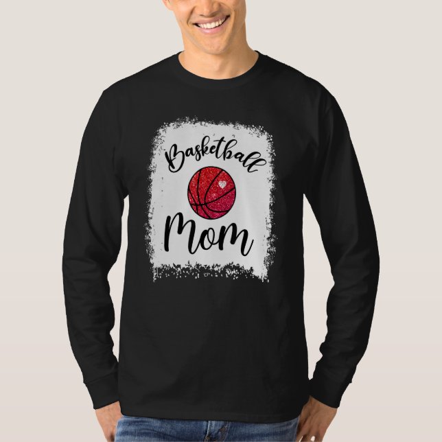 Camiseta Basketball Mom Leopard Bleached Game Day Women Mot (Frente)