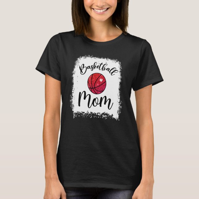 Camiseta Basketball Mom Leopard Bleached Game Day Women Mot (Frente)
