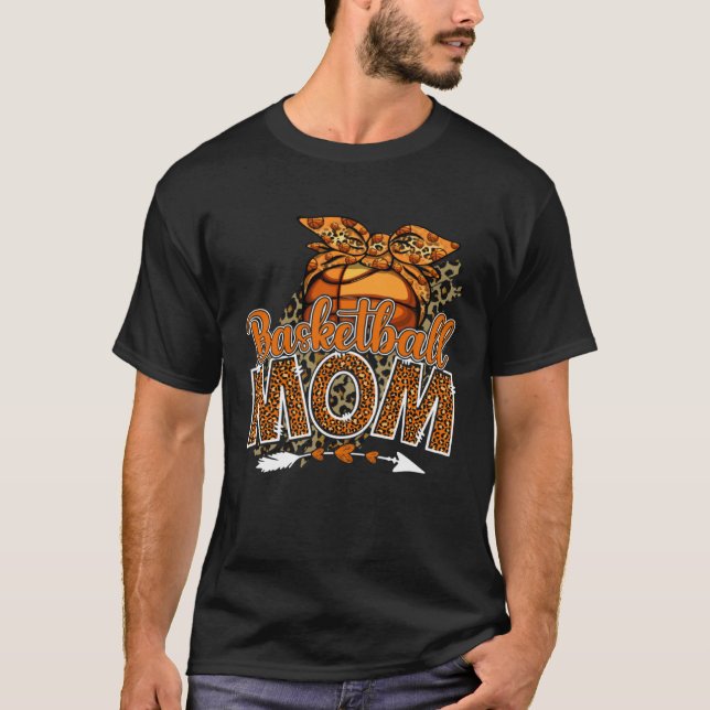 Camiseta Basketball Mom Mama Mother's Day Leopard Sport Mom (Frente)