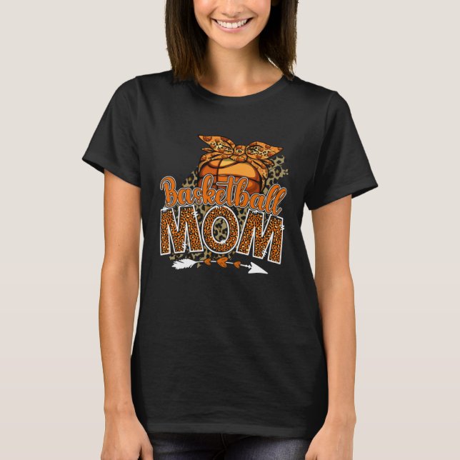Camiseta Basketball Mom Mama Mother's Day Leopard Sport Mom (Frente)