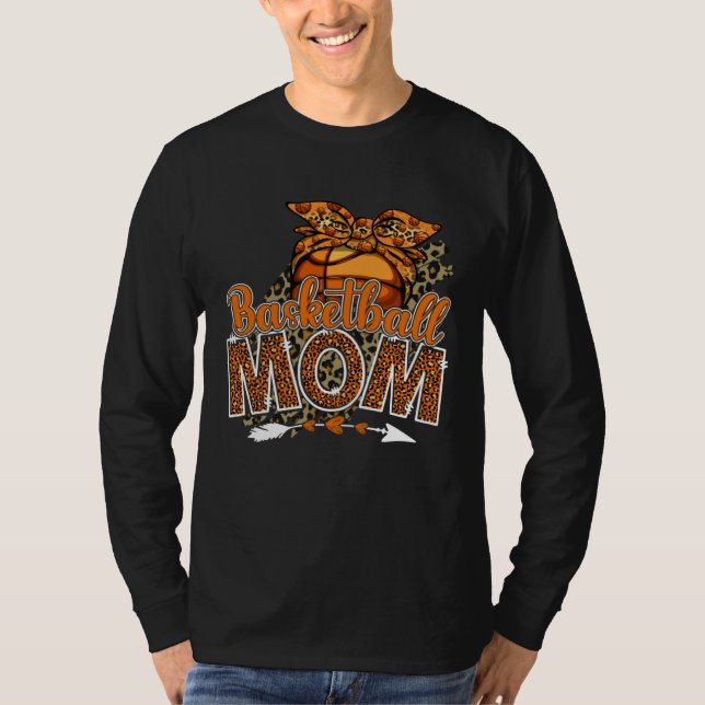 Camiseta Basketball Mom Mama Mother's Day Leopard Sport Mom (Frente)