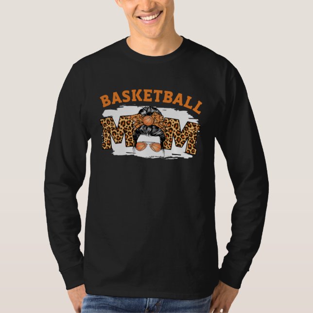 Camiseta Basketball Mom Messy Bun Cute Mother s Day Basketb (Frente)