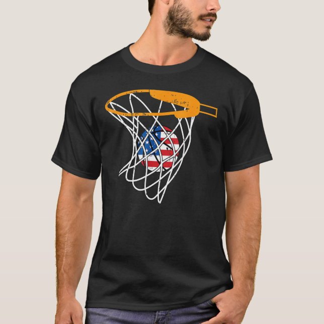 Camiseta Basketball Net 4th Of July Retro Sports Player Ath (Frente)
