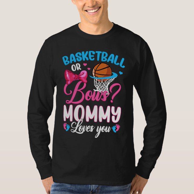 Camiseta Basketball Or Bows Mommy Loves You Gender Baby Rev (Frente)