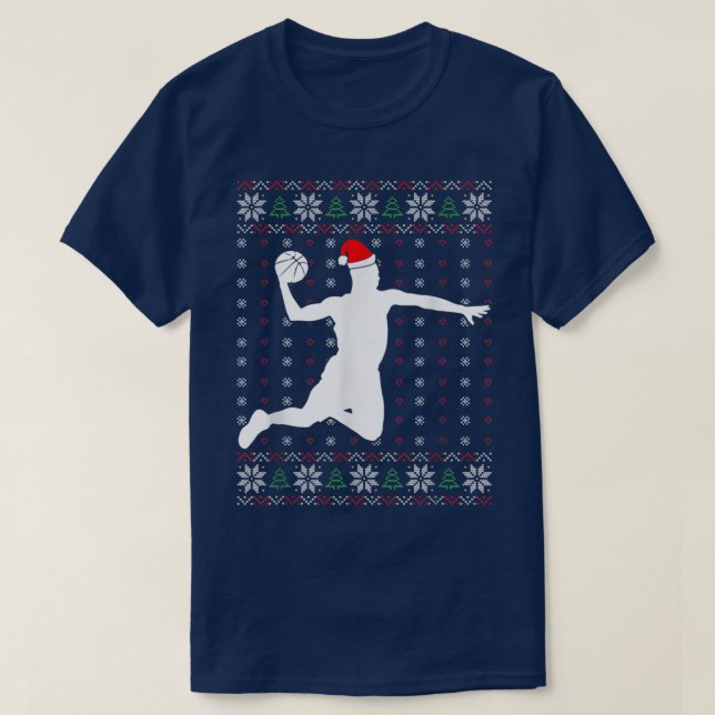 Camiseta Basketball Player Christmas Sport Ugly XMas Pajama (Frente do Design)