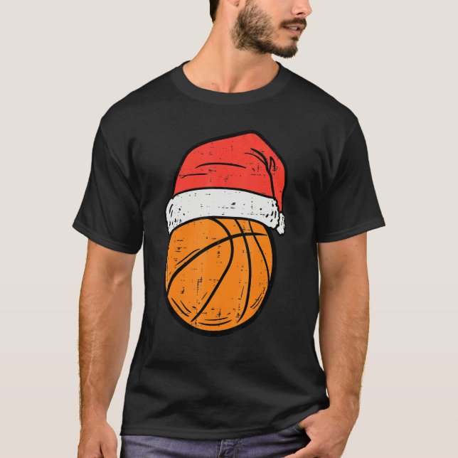 Camiseta Basketball Santa Hat Christmas Xmas Boys Girls (Frente)