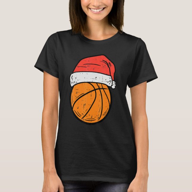 Camiseta Basketball Santa Hat Christmas Xmas Boys Girls (Frente)