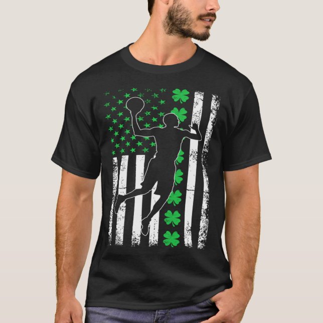 Camiseta Basketball Shamrock Lucky C Irish St Patrick's Day (Frente)