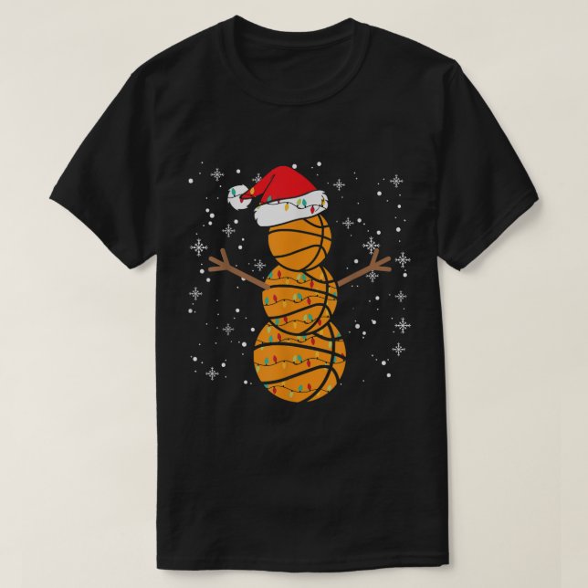 Camiseta Basketball Snowman Christmas Holiday Design (Frente do Design)