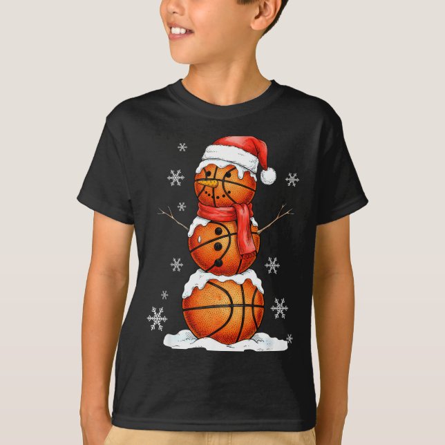 Camiseta Basketball Snowman Christmas Holiday Srts Xmas Paj (Frente)