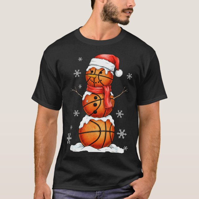 Camiseta Basketball Snowman Christmas Holiday Srts Xmas Paj (Frente)