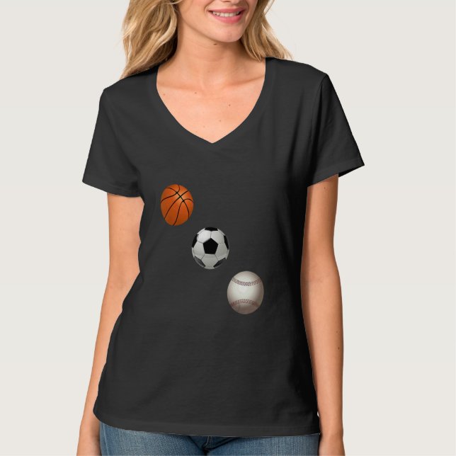 Camiseta Basketball Soccer And Baseball Are My Favorite Spo (Frente)