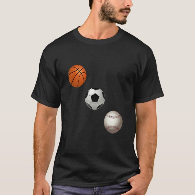 Camiseta Basketball Soccer And Baseball Are My Favorite Spo (Frente)