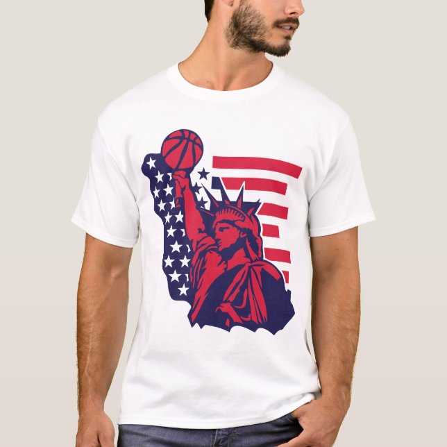Camiseta basketball statue liberte usa amerique drapeau des (Frente)