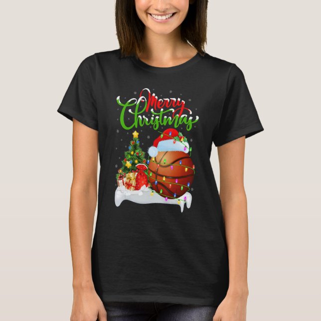 Camiseta Basketball   Xmas Decorations Santa Basketball Chr (Frente)