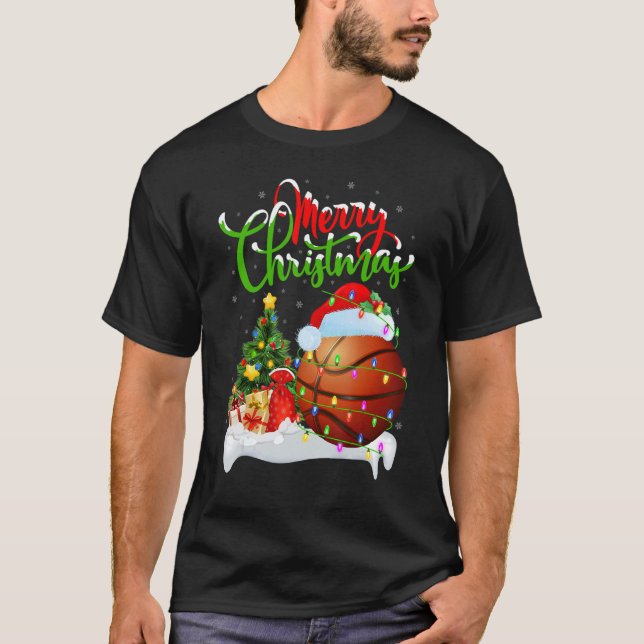 Camiseta Basketball   Xmas Decorations Santa Basketball Chr (Frente)