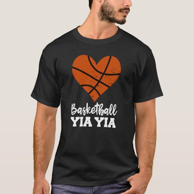 Camiseta Basketball Yia Yia Basketball Heart Grandma YiaYia (Frente)