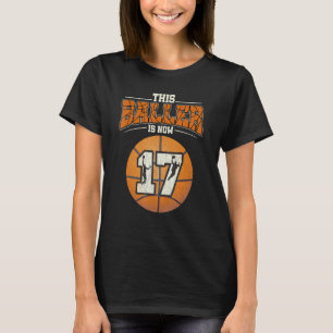 Camiseta Basquete 17º Bola Garota de Aniversário 17 Anos
