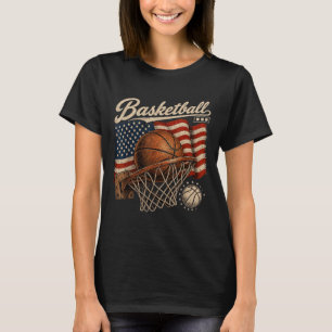 Camiseta Basquete aro patriótico vintage jogador de equipe