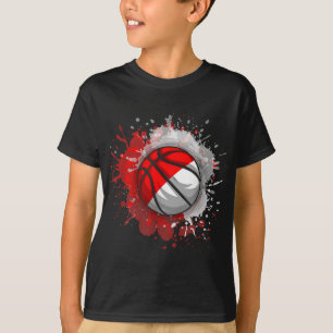 Camiseta Basquete Com Bandeira Da Indonésia