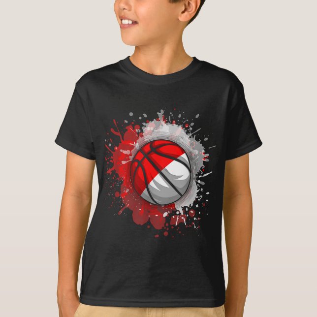 Camiseta Basquete Com Bandeira Da Indonésia (Frente)