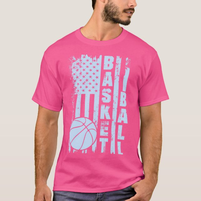 Camiseta Basquete Com Bandeira Distinta Dos Eua Em Azul (Frente)