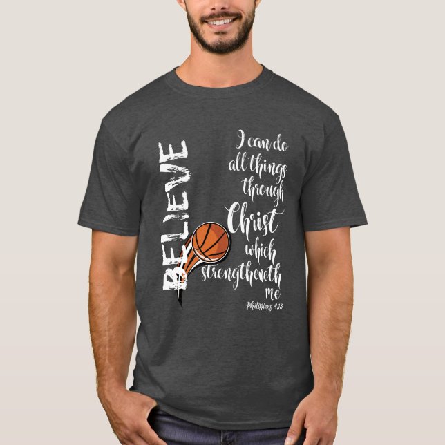 Camiseta Basquete Cristão com eu posso fazer tudo Verdadeir (Frente)