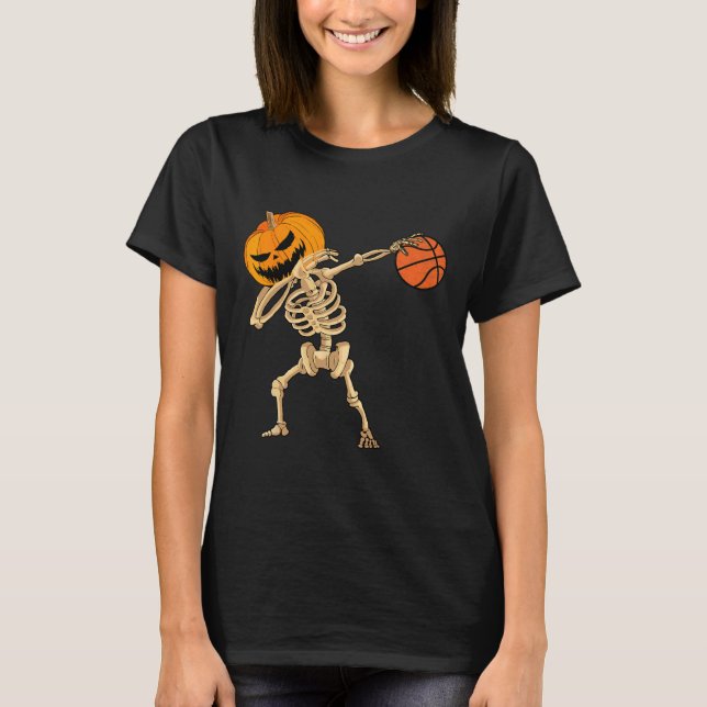 Camiseta Basquete Dabbing Skeleton Men Boys Halloween Bas (Frente)