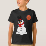 Camiseta Basquete Dabbing Snowman Light Christmas Basketb<br><div class="desc">Jogador de basquetebol Snowman</div>