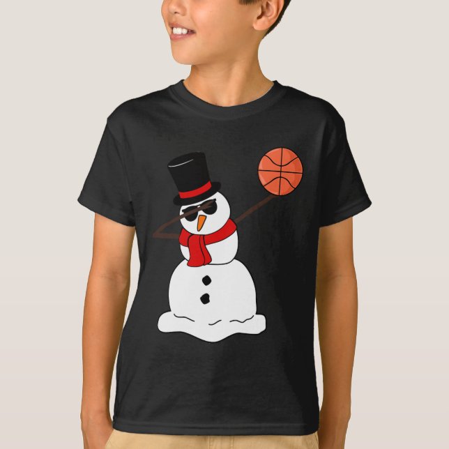 Camiseta Basquete Dabbing Snowman Light Christmas Basketb (Frente)
