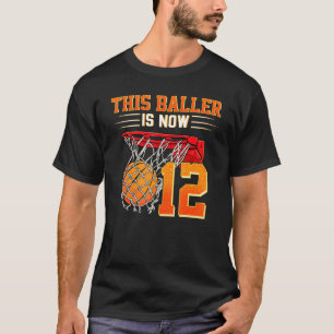 Camiseta Basquete De Aniversário De 12 Anos De 12 Para Rapa