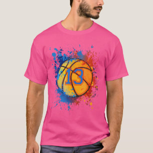Camiseta Basquete De Aniversário De 13 Anos De 13 Para Rapa