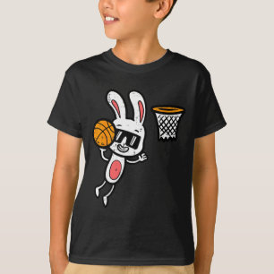Camiseta basquete de coelhinho da Páscoa esportes meninos c