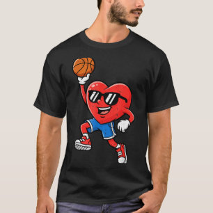 Camiseta Basquete de Coração Dia dos Namorados Para Adolesc