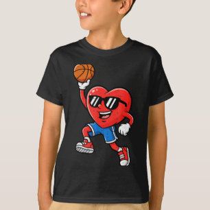 Camiseta Basquete de Coração no Dia dos Namorados para Adol