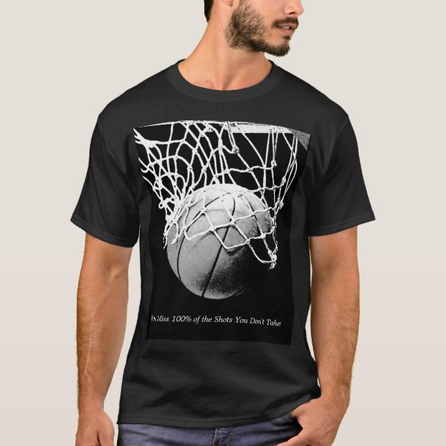 Camiseta Basquete de Cotação Motivada Branca Negra (Frente)