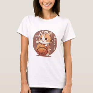 Camiseta basquete de gatinho