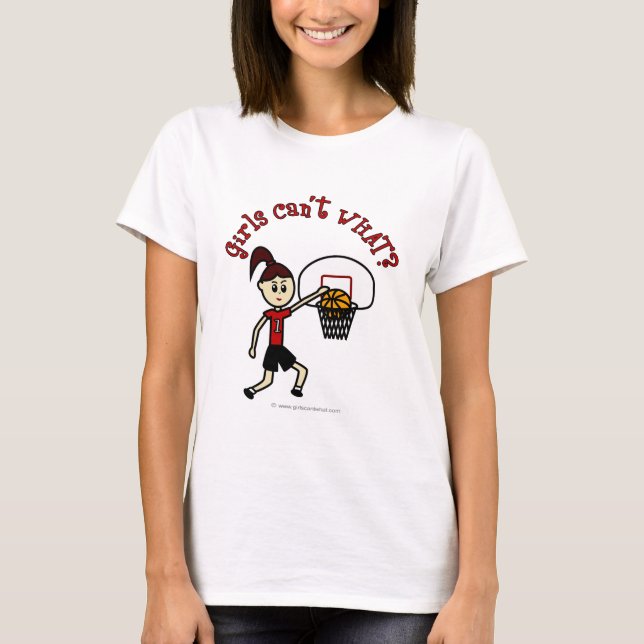 Camiseta Basquete de Mulheres Vermelhas Claras (Frente)
