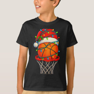 Camiseta Basquete de Natal Papai Noel Esportes Xmas Arte Gr