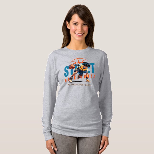 Camiseta Basquete de Rua | Manga Longa Feminina (Frente Completa)