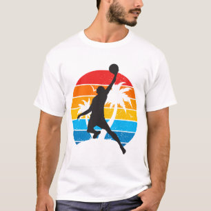 Camiseta Basquete do Pôr do Sol Retrô Aro de Vôlei Esportiv