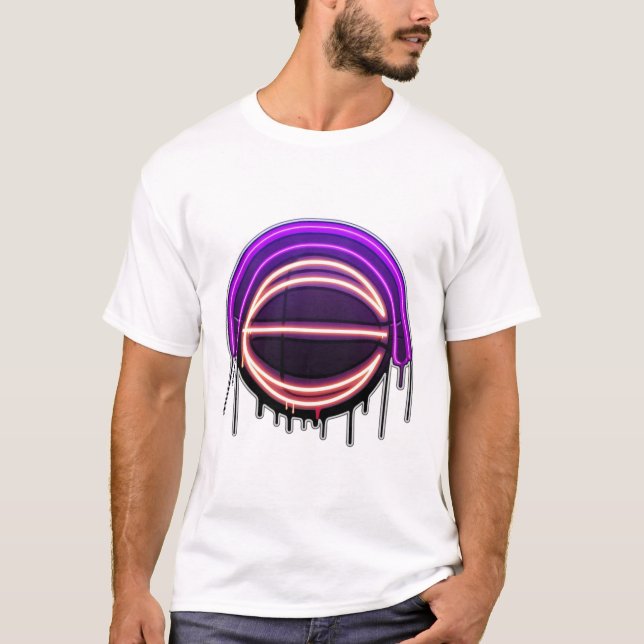 Camiseta Basquete Drip Neon Gráficos de Basquete  (Frente)