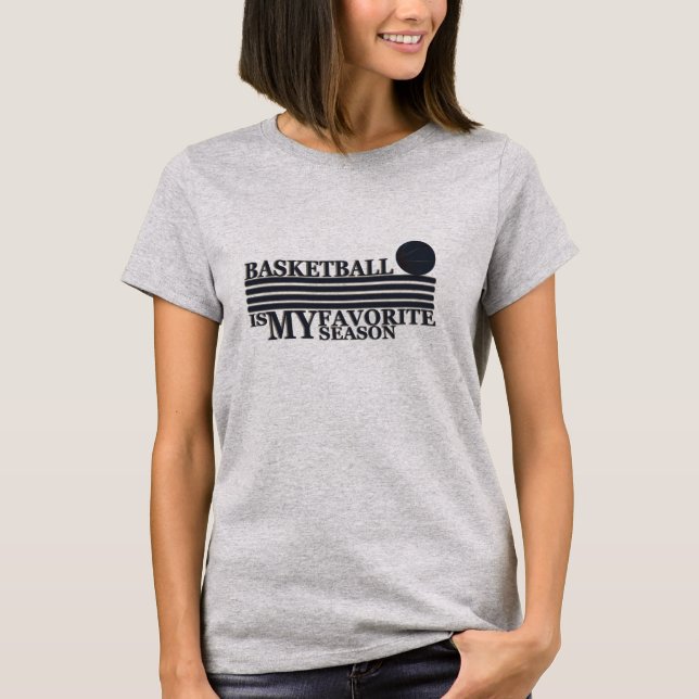 Camiseta Basquete é minha estação favorita com bola azul (Frente)