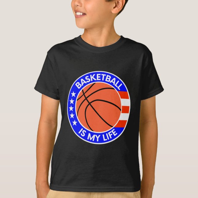 Camiseta Basquete É Minha Vida É Bandeira Da Vida Nos Eua (Frente)
