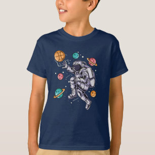 Camiseta Basquete Espaço Galáxia Astronauta Engraçado