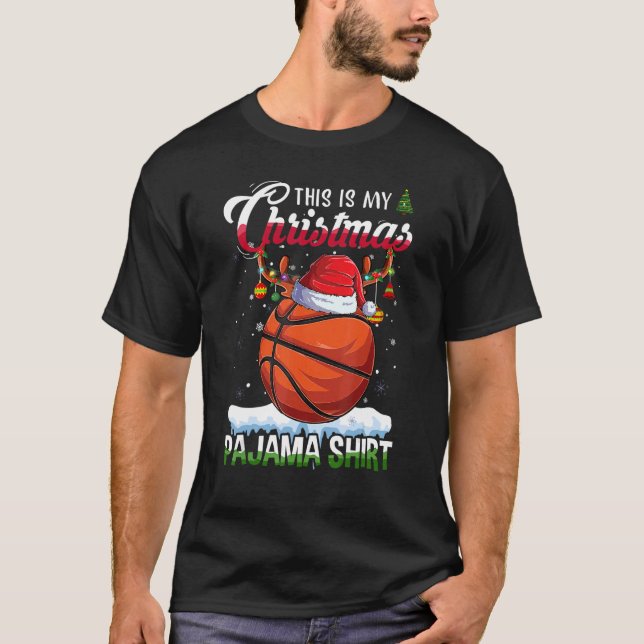 Camiseta Basquete Esporte Xmas Este É O Meu Pajama De Natal (Frente)