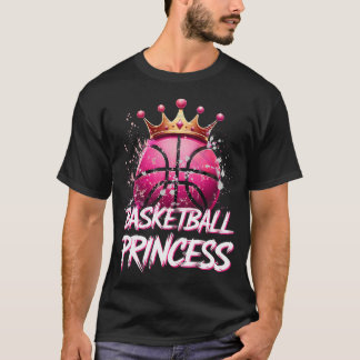 Camiseta Basquete Feminino Bola de Basquete Rosa Princesa