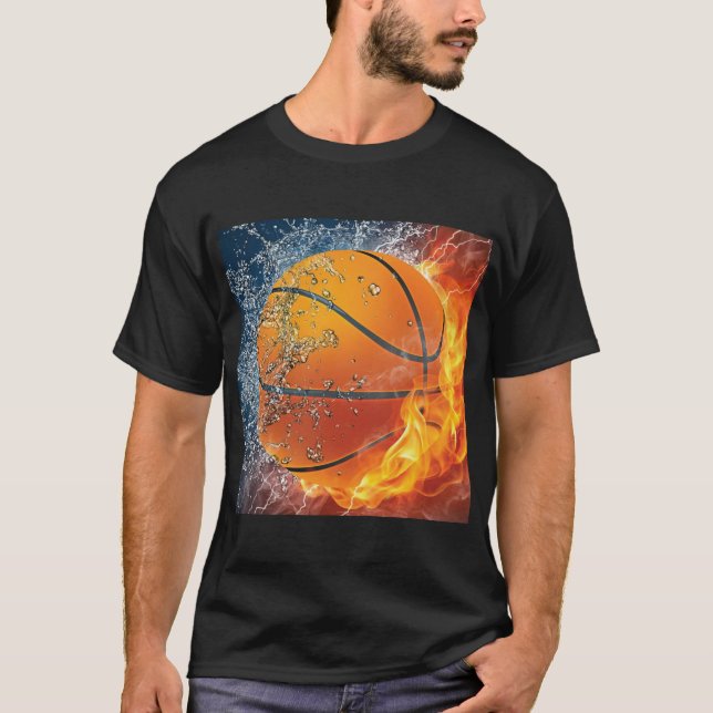 Camiseta Basquete flamejante (Frente)